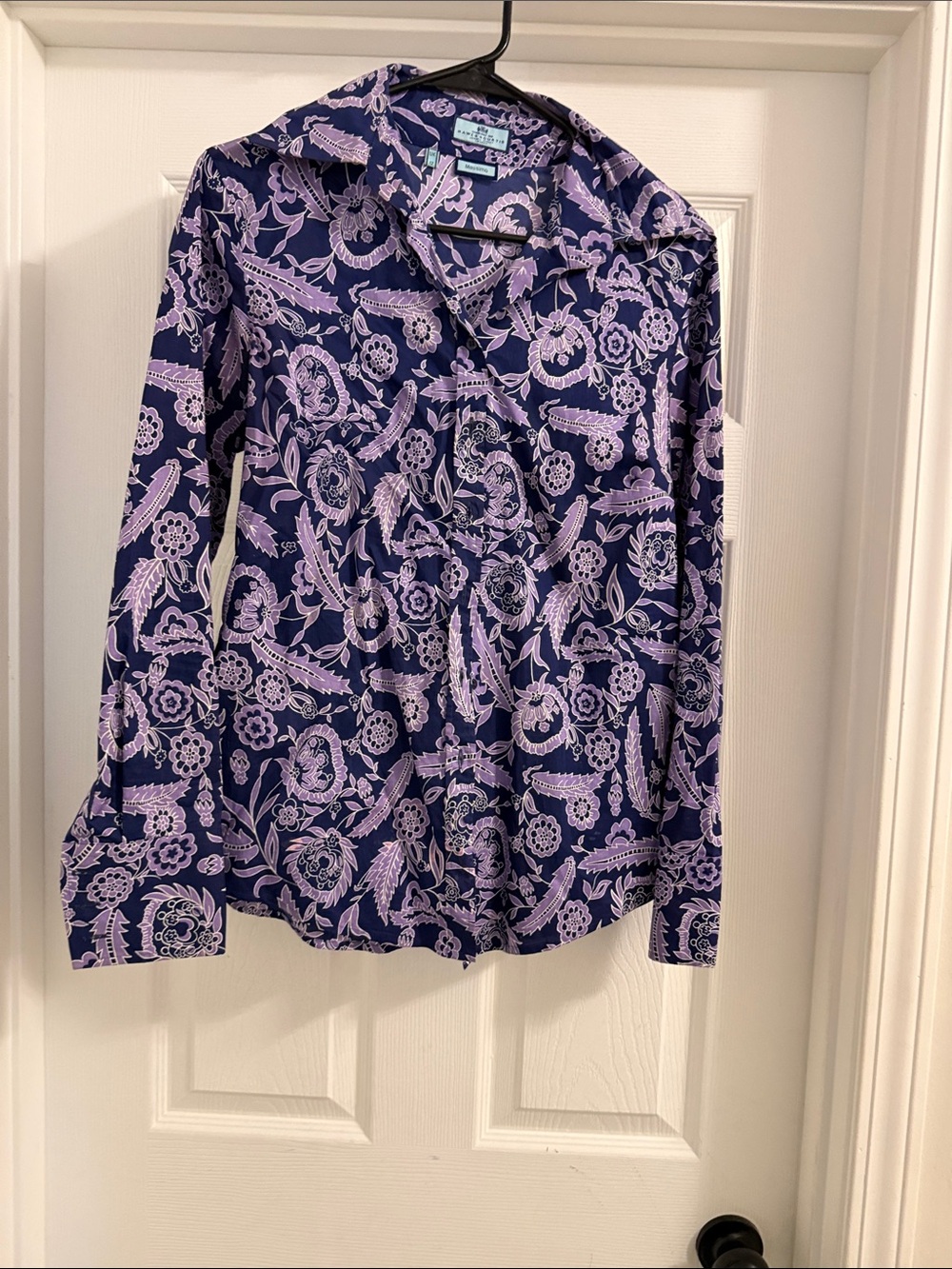 Women's Purple Floral Button-Down Shirt - Lightweight Collared Top